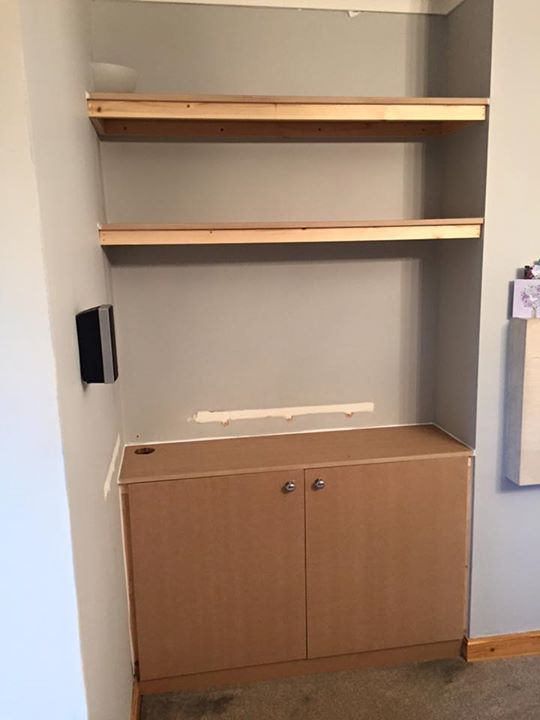 Built in shelving and cupboards