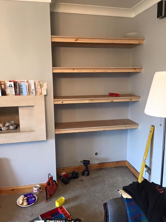 Built in shelving and cupboards