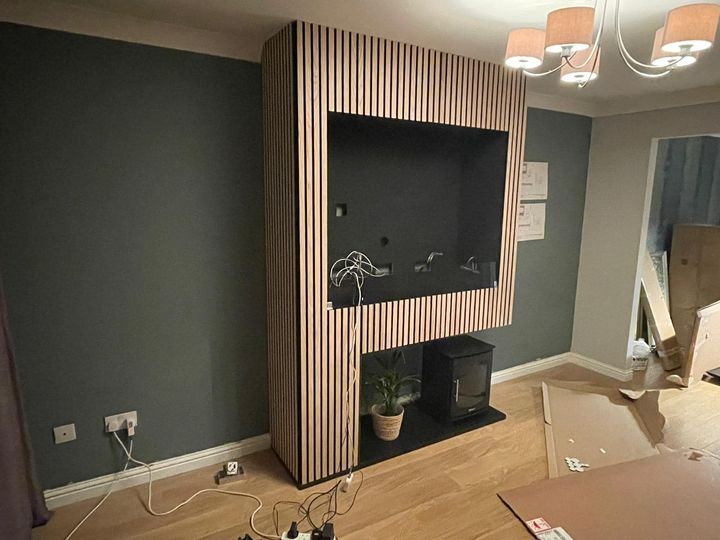 New feature wall from architect visual to finished job in Linlithgow