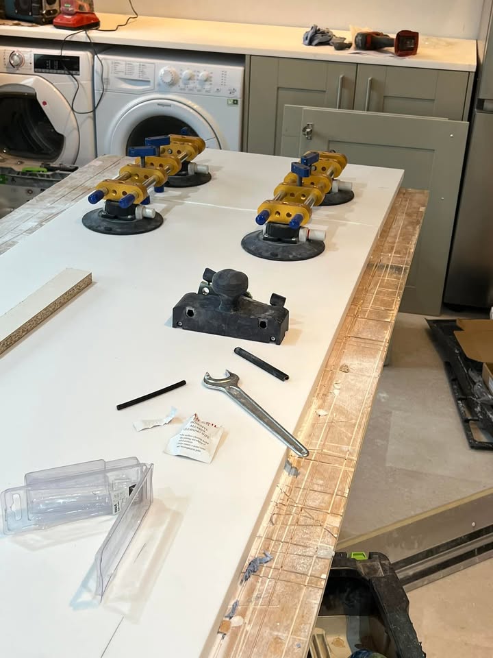 Minerva solid surface worktops fitted in Biggar