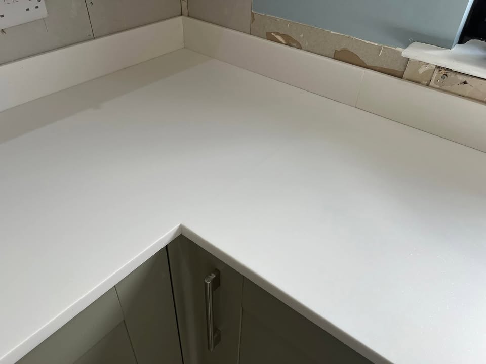 Minerva solid surface worktops fitted in Biggar