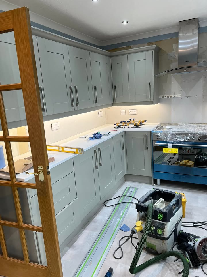 Minerva solid surface worktops fitted in Biggar