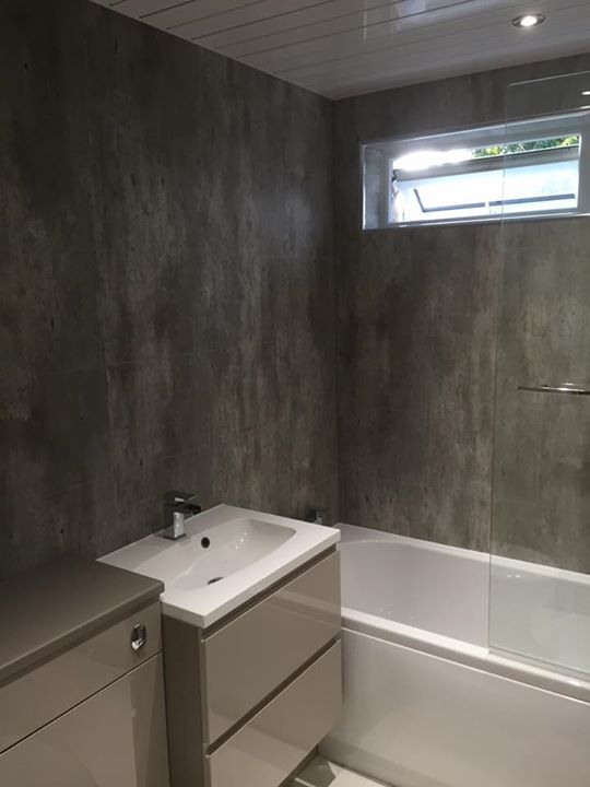 New Bathroom suite with Respatex wall panels with James Mochrie Plumbing and Heating