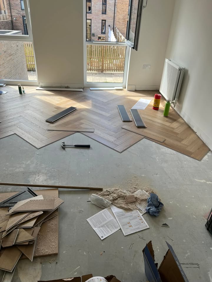 New LVT Herringbone flooring completed in Portobello