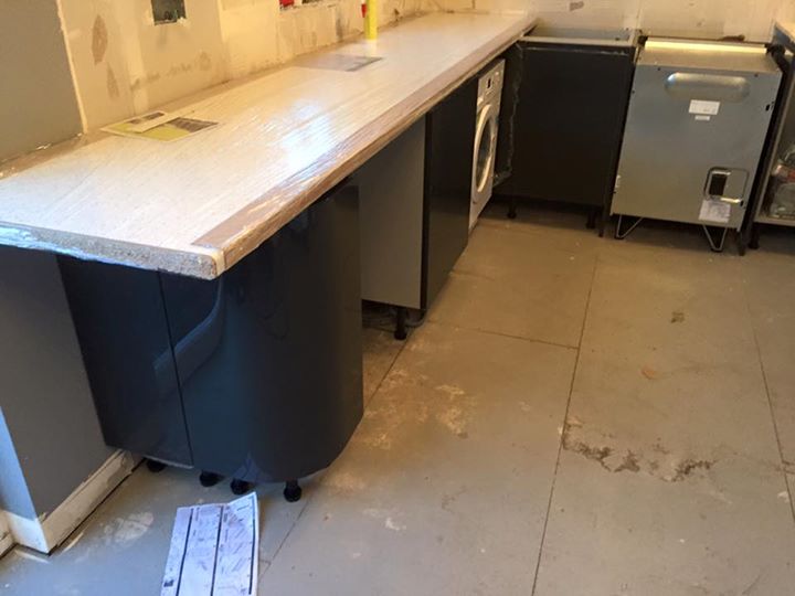 Nice anthracite and white gloss kitchen with James Mochrie for Mr & Mrs Edwards supplied by Orchard Timber, Livingston
