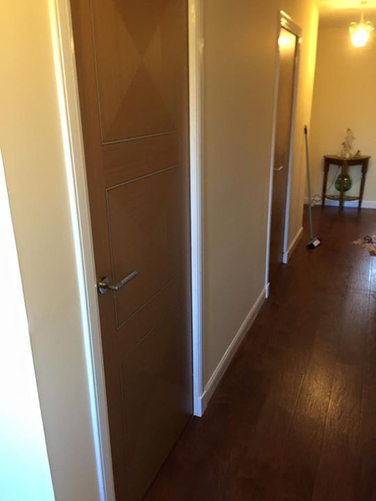 Oak 'Biarritz' doors with new skirtings and facings for Mr Anderson-Linlithgow