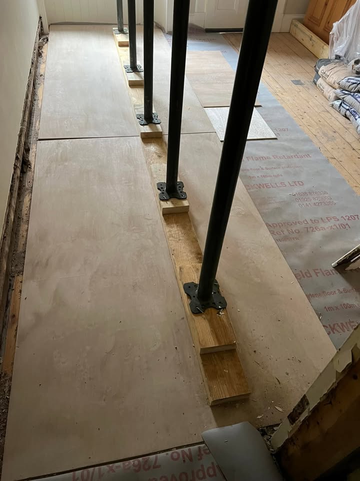 Wall removal and new structural steel installed in Portobello